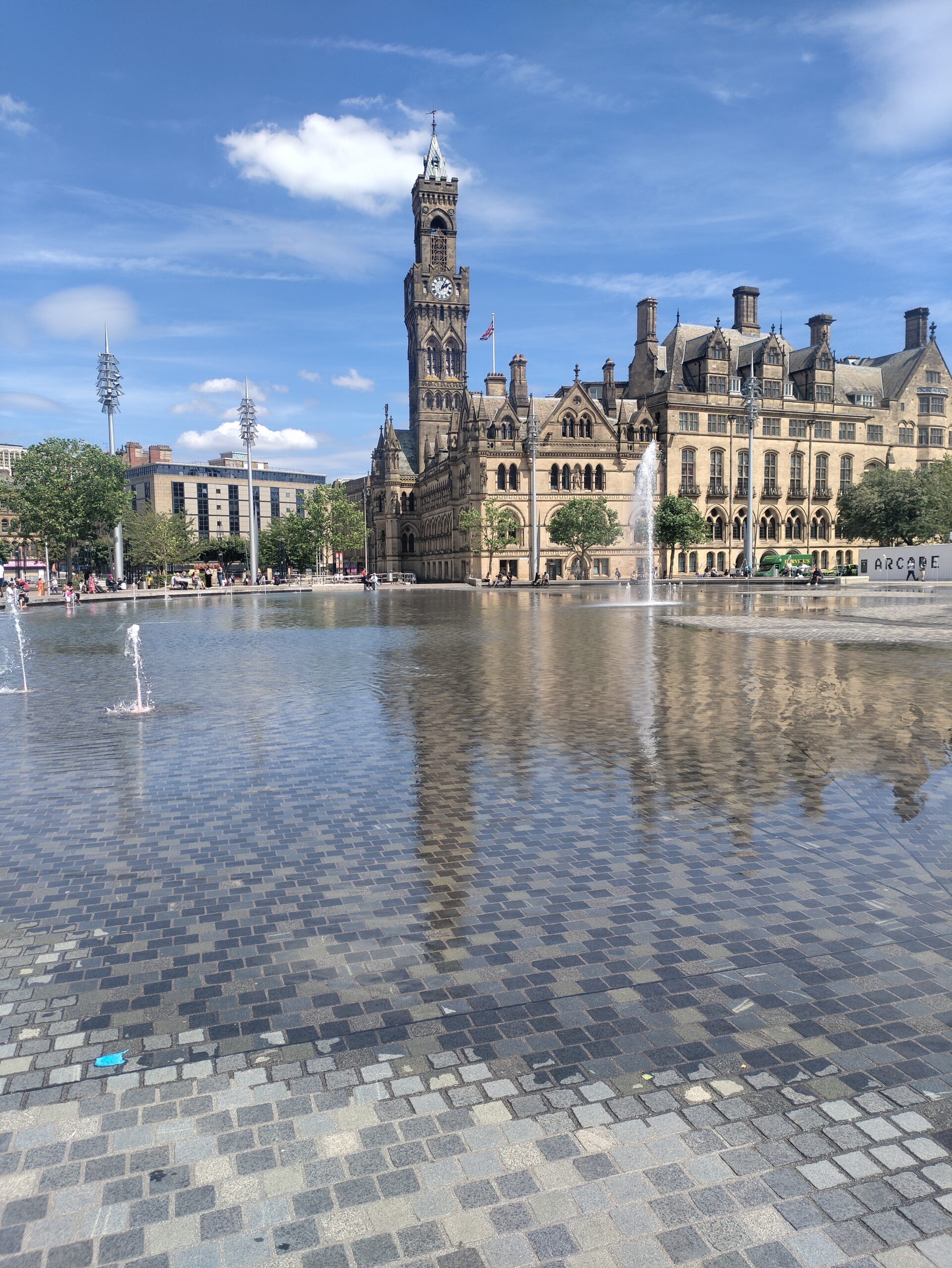 Picture of Centenary Square and the mirror pool in Bradford during the daytime